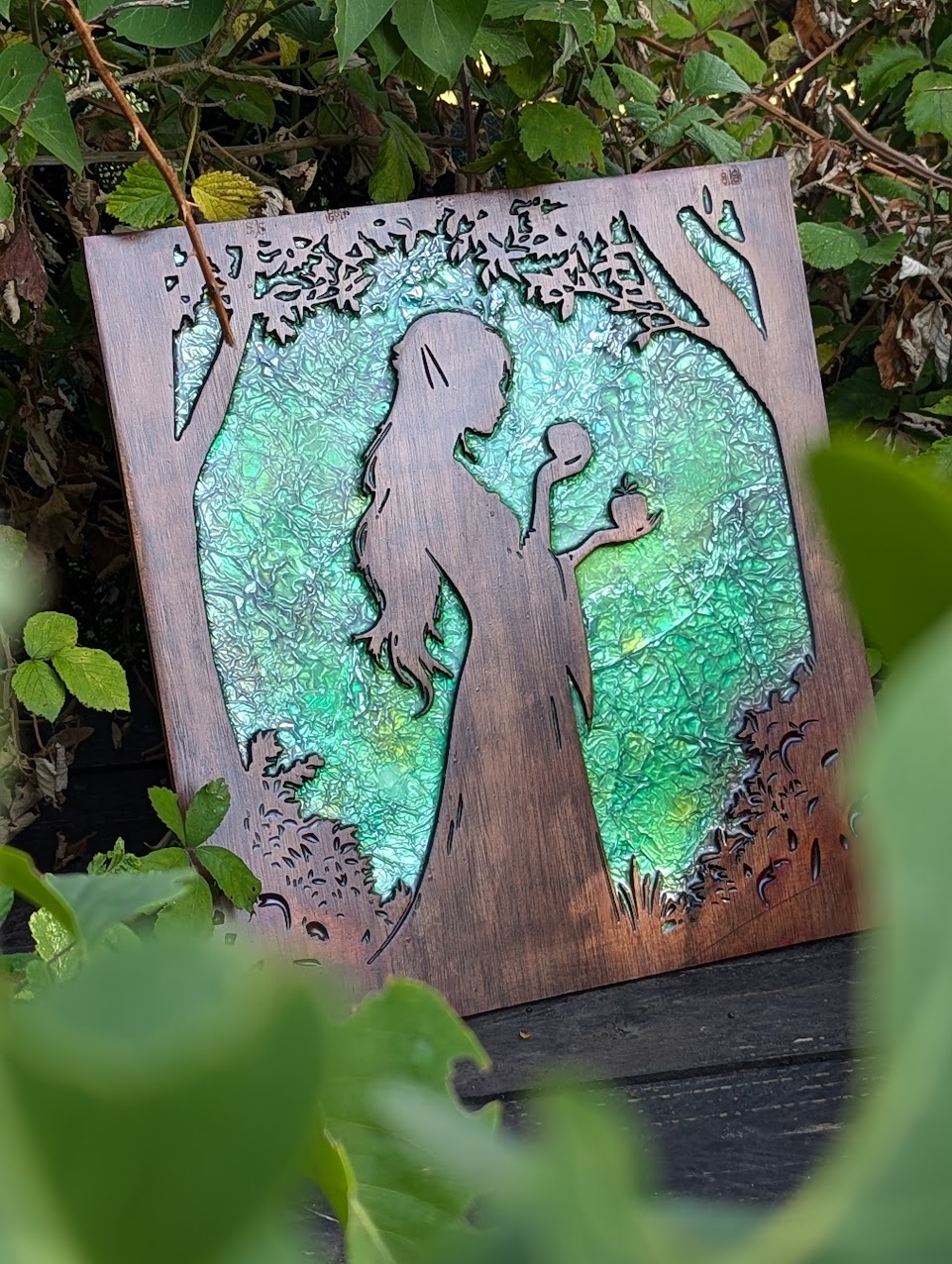 wooden painting green